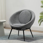 Grey Cup-Shaped Accent Chair with Iron Legs