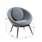 Grey Cup-Shaped Accent Chair with Iron Legs