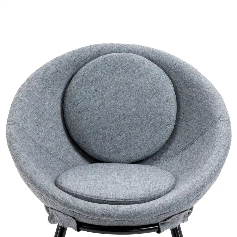 Grey Cup-Shaped Accent Chair with Iron Legs