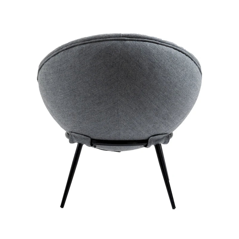 Grey Cup-Shaped Accent Chair with Iron Legs