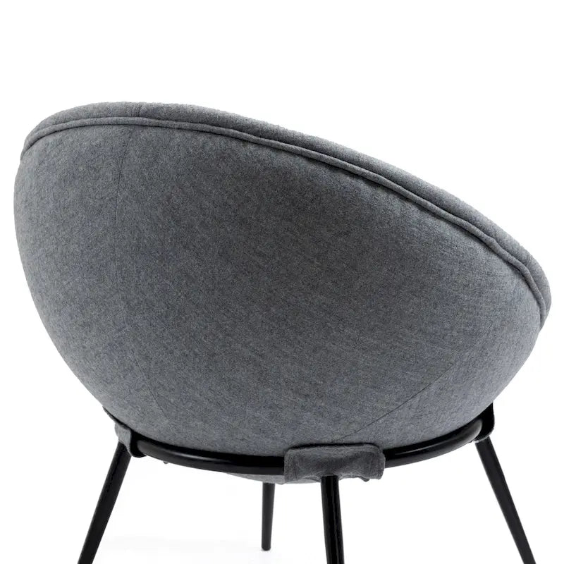 Grey Cup-Shaped Accent Chair with Iron Legs