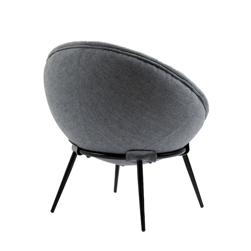 Grey Cup-Shaped Accent Chair with Iron Legs