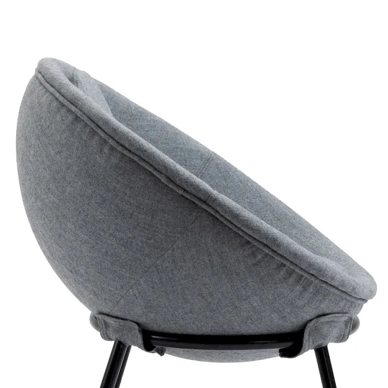 Grey Cup-Shaped Accent Chair with Iron Legs