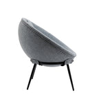 Grey Cup-Shaped Accent Chair with Iron Legs