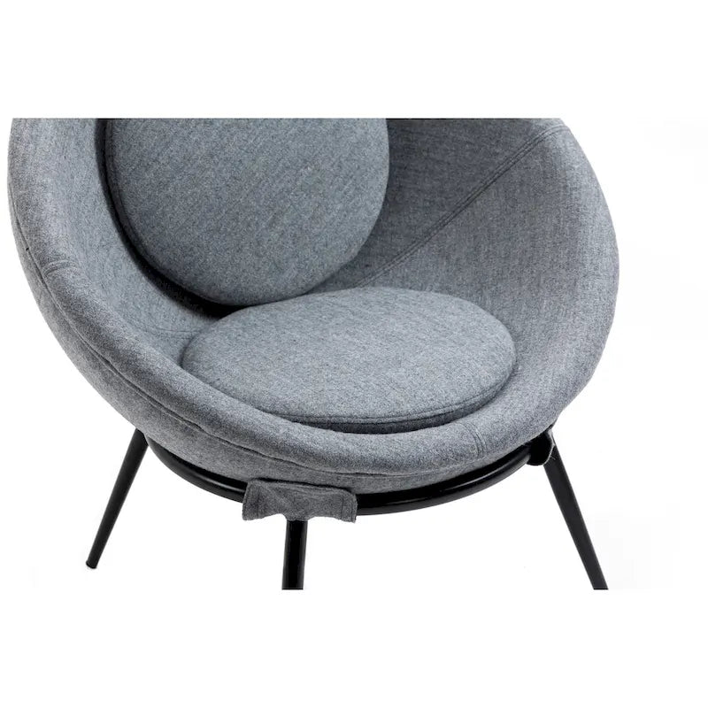 Grey Cup-Shaped Accent Chair with Iron Legs
