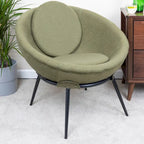 Grey Cup-Shaped Accent Chair with Iron Legs