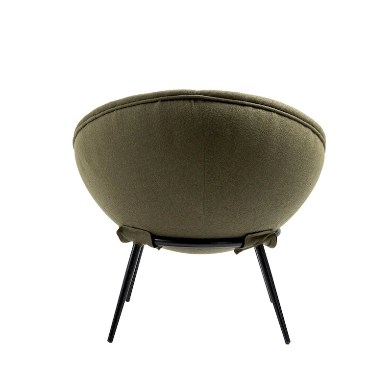 Grey Cup-Shaped Accent Chair with Iron Legs