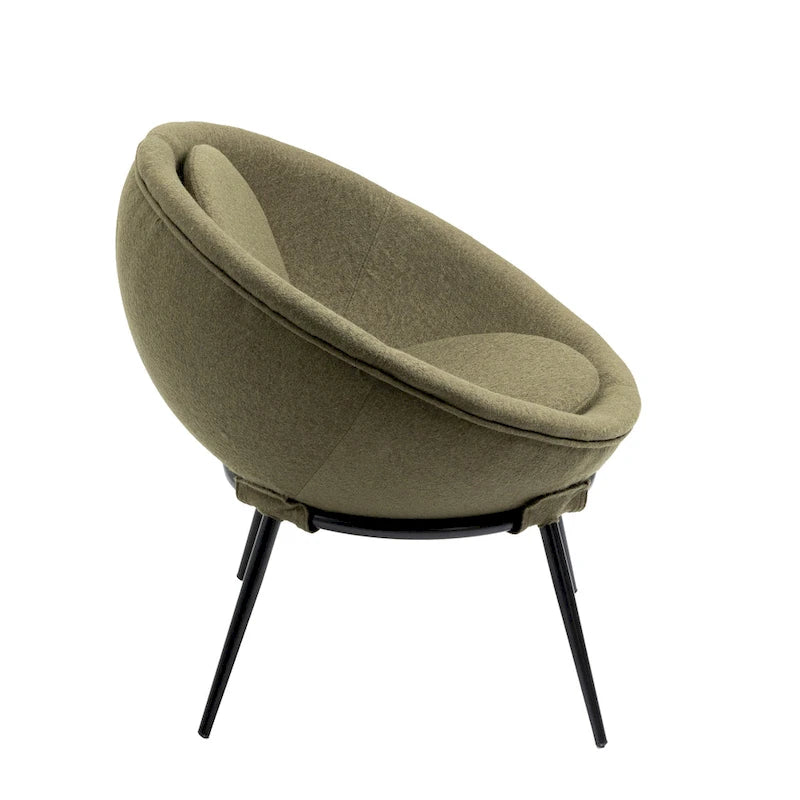 Grey Cup-Shaped Accent Chair with Iron Legs