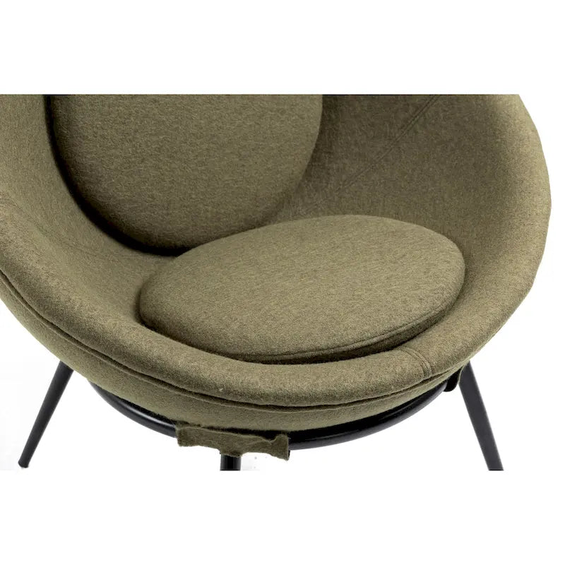 Grey Cup-Shaped Accent Chair with Iron Legs