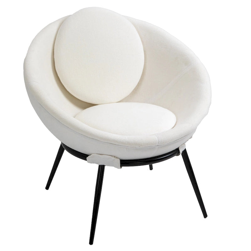 Grey Cup-Shaped Accent Chair with Iron Legs