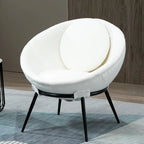 Grey Cup-Shaped Accent Chair with Iron Legs