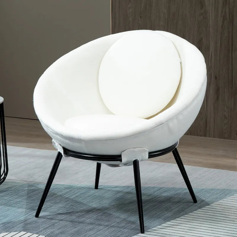 Grey Cup-Shaped Accent Chair with Iron Legs
