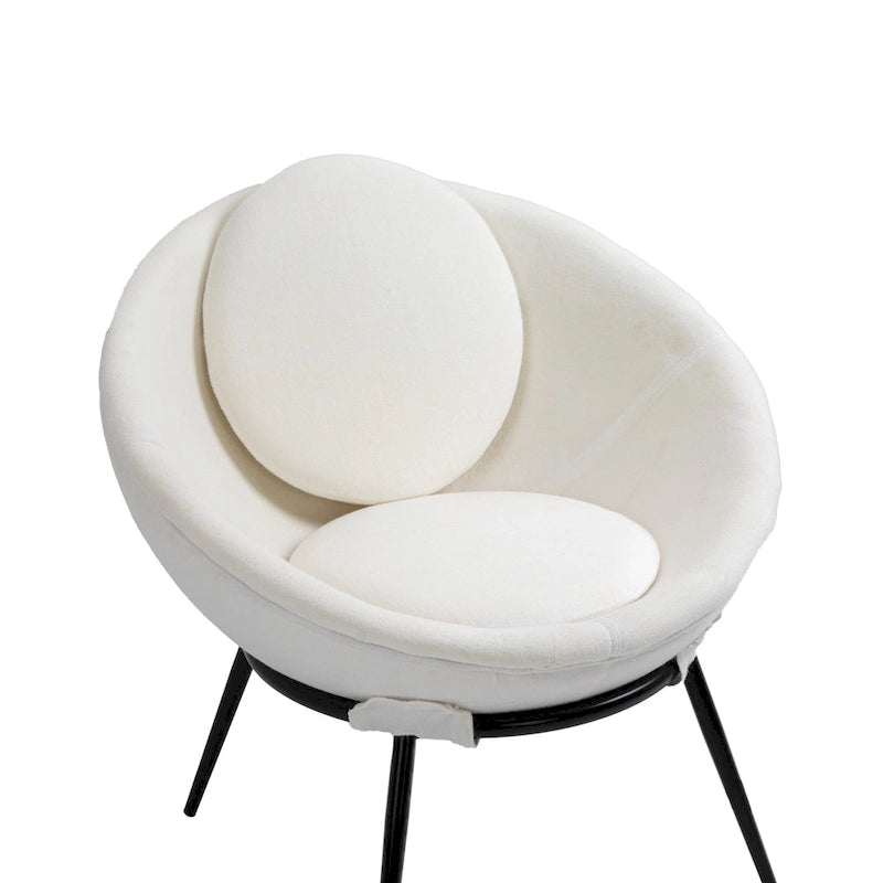 Grey Cup-Shaped Accent Chair with Iron Legs