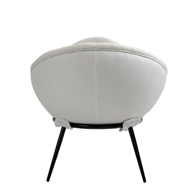 Grey Cup-Shaped Accent Chair with Iron Legs