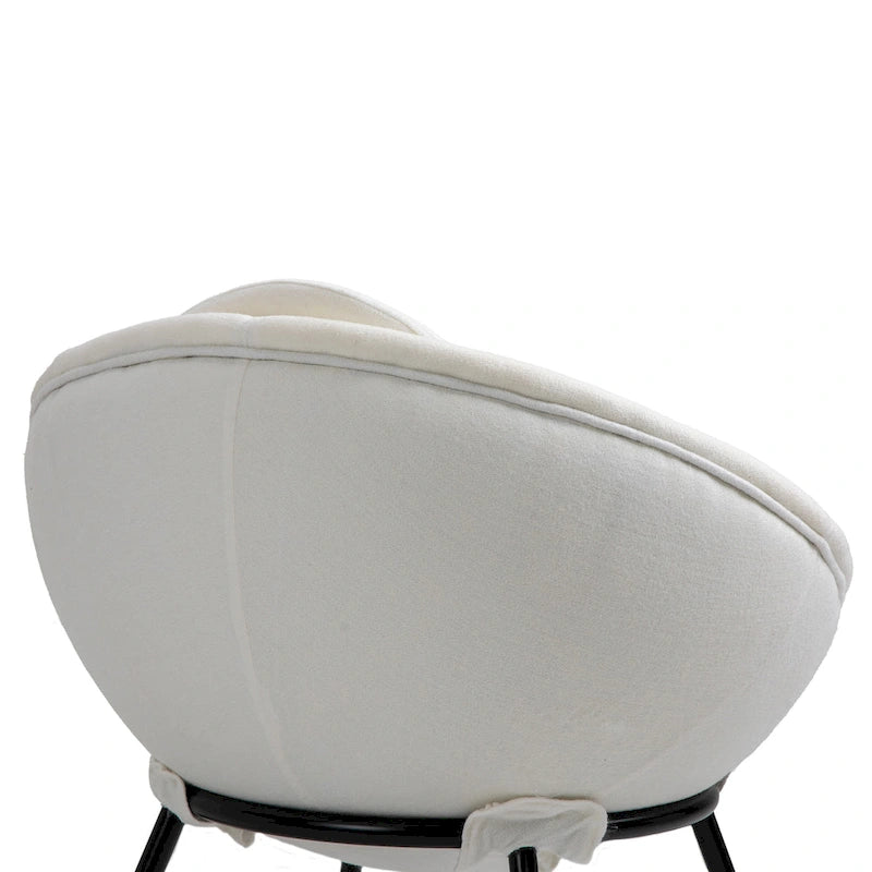 Grey Cup-Shaped Accent Chair with Iron Legs