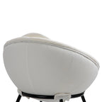 Grey Cup-Shaped Accent Chair with Iron Legs