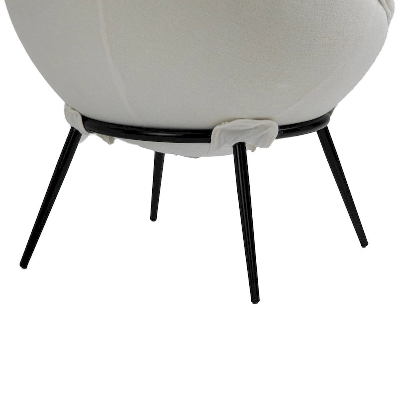 Grey Cup-Shaped Accent Chair with Iron Legs
