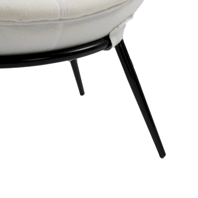 Grey Cup-Shaped Accent Chair with Iron Legs