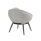 Grey Cup-Shaped Accent Chair with Iron Legs