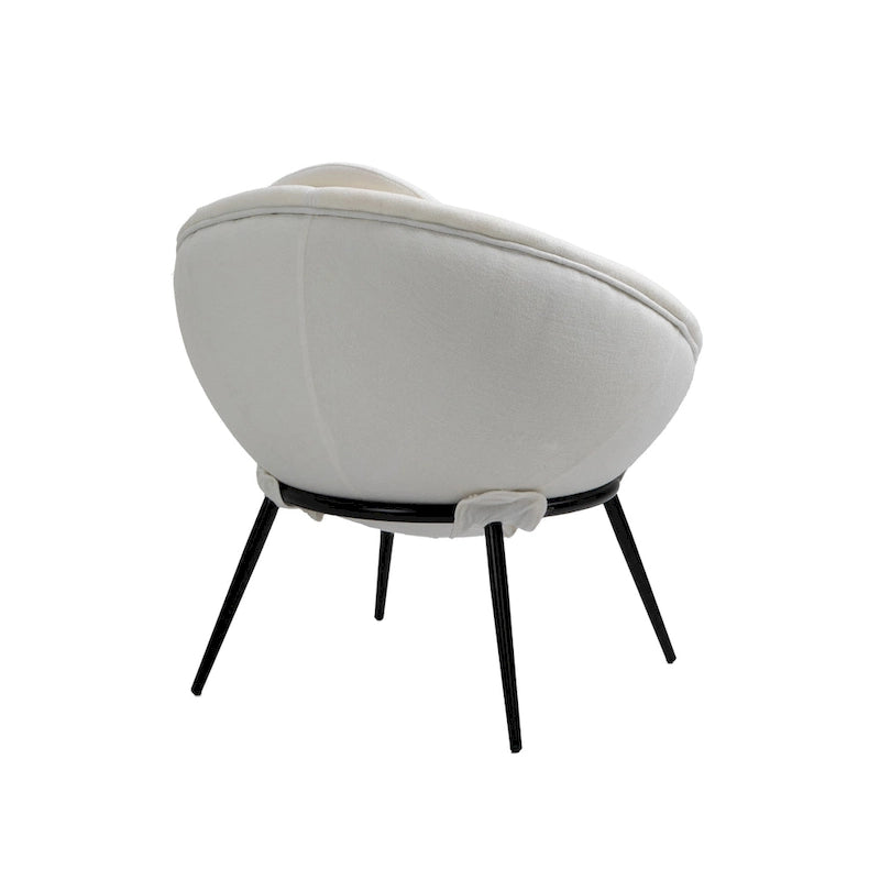 Grey Cup-Shaped Accent Chair with Iron Legs