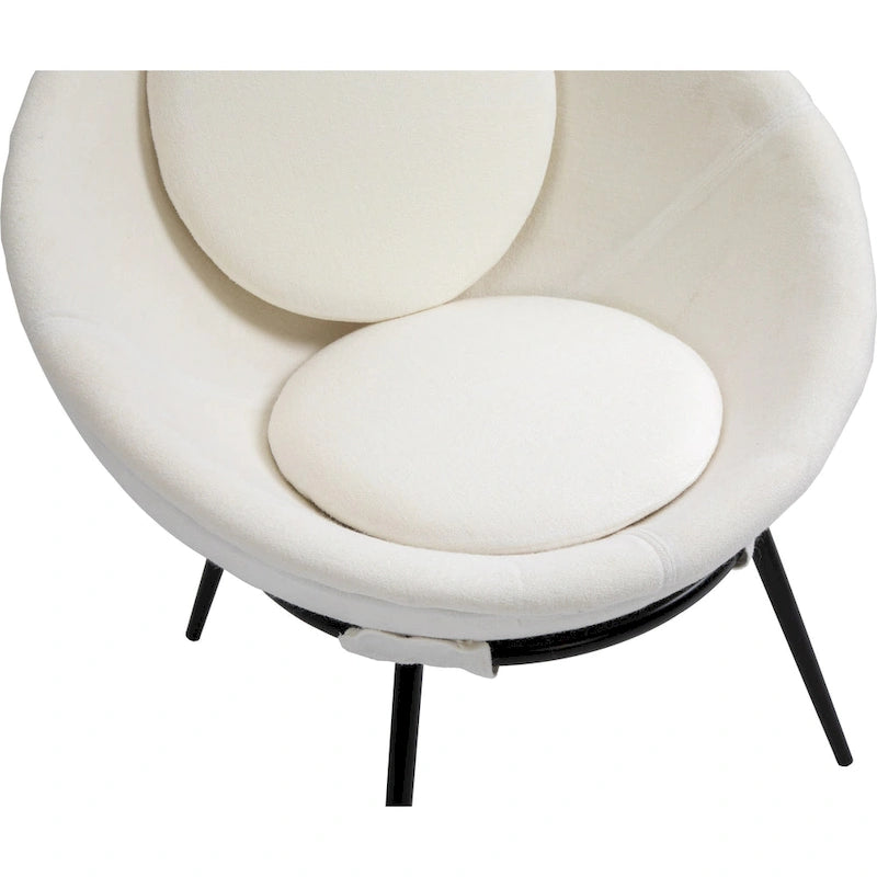 Grey Cup-Shaped Accent Chair with Iron Legs