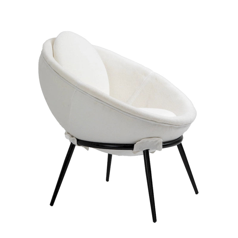 Grey Cup-Shaped Accent Chair with Iron Legs