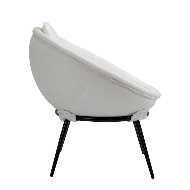 Grey Cup-Shaped Accent Chair with Iron Legs