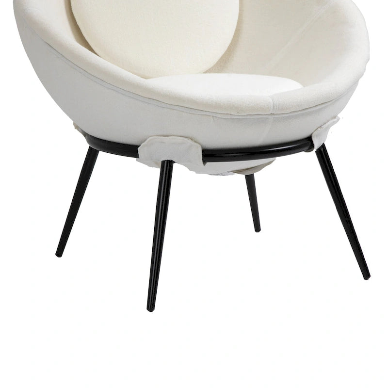 Grey Cup-Shaped Accent Chair with Iron Legs