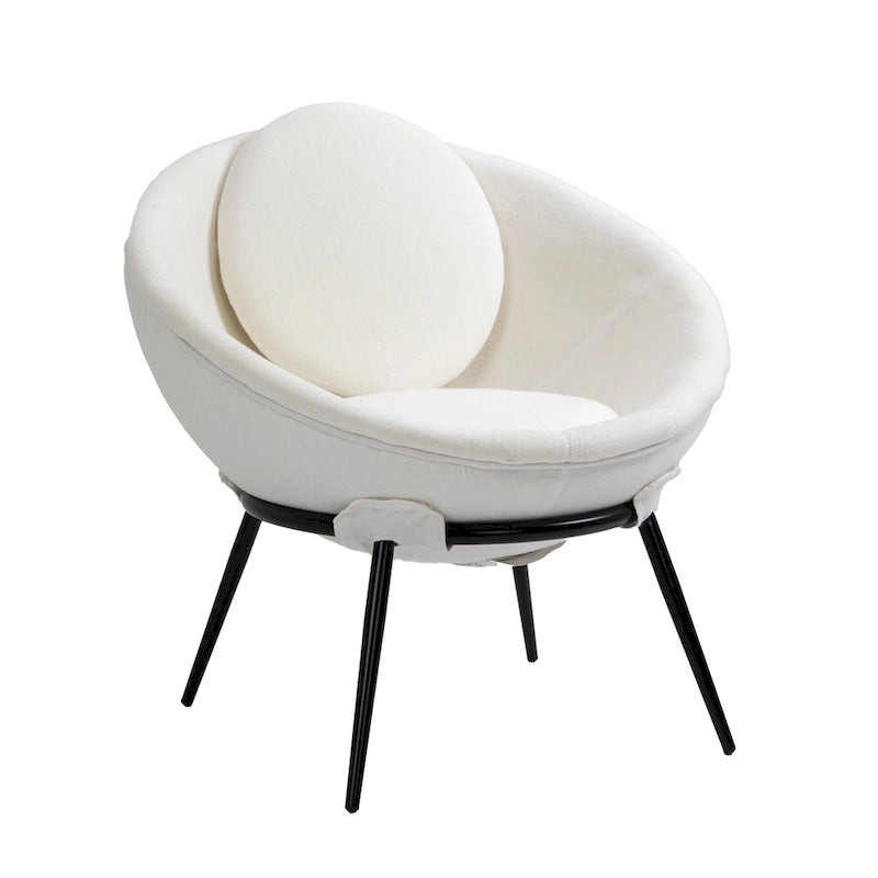 Grey Cup-Shaped Accent Chair with Iron Legs