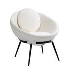Grey Cup-Shaped Accent Chair with Iron Legs