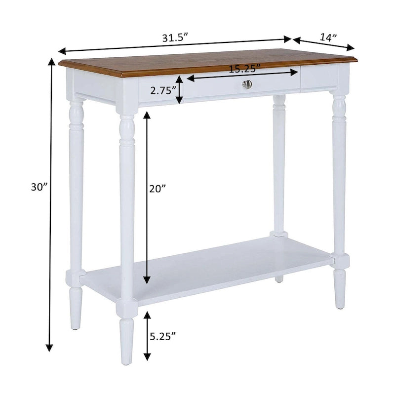 Convenience Concepts French Country 1 Drawer Hall Table with Shelf