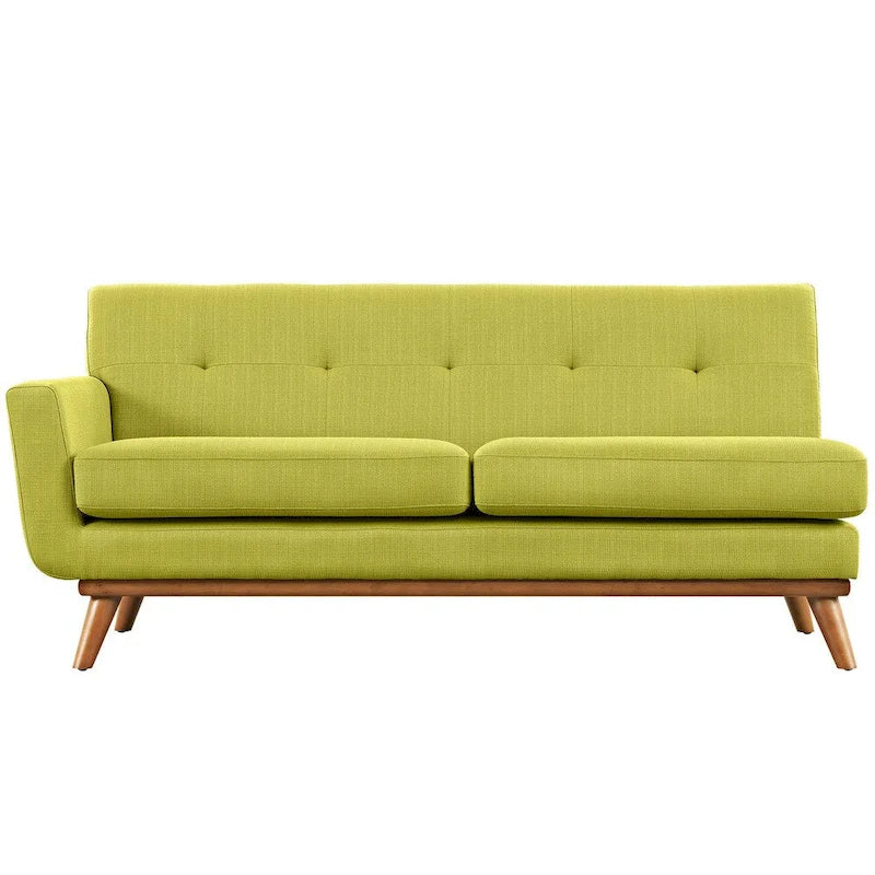 Engage Mid-century Modern Upholstered Fabric Left-arm Loveseat, Azure