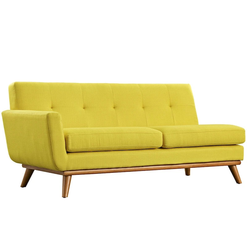 Engage Mid-century Modern Upholstered Fabric Left-arm Loveseat, Azure