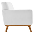 Engage Mid-century Modern Upholstered Fabric Left-arm Loveseat, Azure