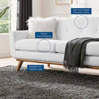 Engage Mid-century Modern Upholstered Fabric Left-arm Loveseat, Azure