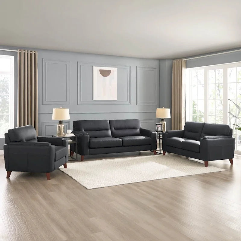 Hydeline Elm Top Grain Leather Chair With Feather, Memory Foam and Springs