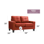 Newbury 58 in. W Flared Arm Faux Leather Straight Sofa - 32L x 58W x 36H