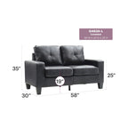 Newbury 58 in. W Flared Arm Faux Leather Straight Sofa - 32L x 58W x 36H