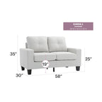 Newbury 58 in. W Flared Arm Faux Leather Straight Sofa - 32L x 58W x 36H