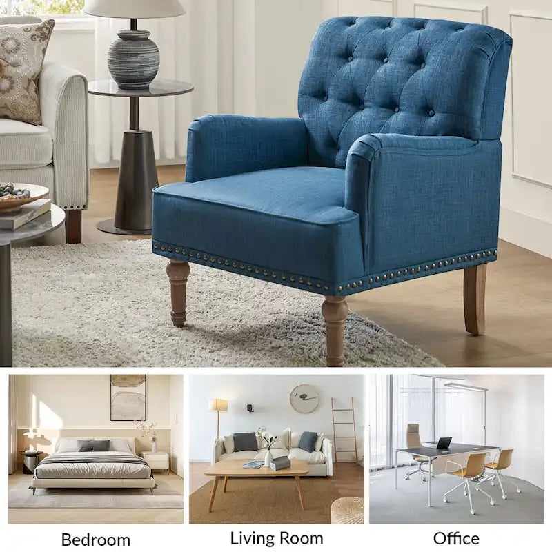 Geltrude Traditional Upholstered Accent Chair with Button Tufted Back Set of 2 by HULALA HOME