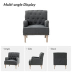Geltrude Traditional Upholstered Accent Chair with Button Tufted Back Set of 2 by HULALA HOME