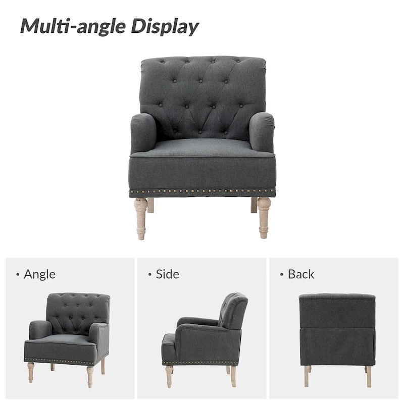 Geltrude Traditional Upholstered Accent Chair with Button Tufted Back Set of 2 by HULALA HOME