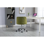 Desk Modern velvet office computer height adjustable mid-back work chair with silver feet