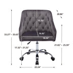 Desk Modern velvet office computer height adjustable mid-back work chair with silver feet
