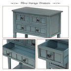 Narrow Console Table, Slim Sofa Table with Three Storage Drawers and Bottom Shelf - 23.7L x 13W x 31.1H