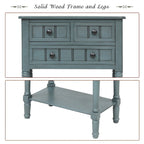 Narrow Console Table, Slim Sofa Table with Three Storage Drawers and Bottom Shelf - 23.7L x 13W x 31.1H