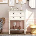 Narrow Console Table, Slim Sofa Table with Three Storage Drawers and Bottom Shelf - 23.7L x 13W x 31.1H