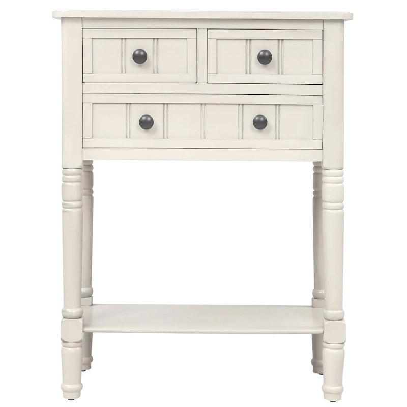 Narrow Console Table, Slim Sofa Table with Three Storage Drawers and Bottom Shelf - 23.7L x 13W x 31.1H