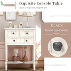 Narrow Console Table, Slim Sofa Table with Three Storage Drawers and Bottom Shelf - 23.7L x 13W x 31.1H