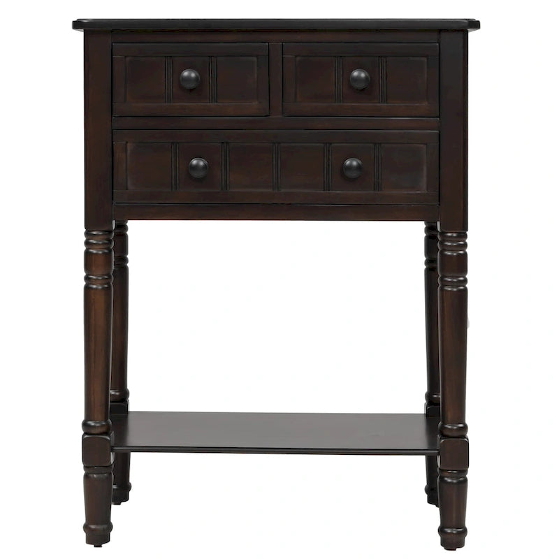 Narrow Console Table, Slim Sofa Table with Three Storage Drawers and Bottom Shelf - 23.7L x 13W x 31.1H